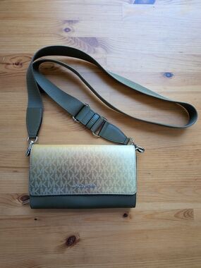 Michael Kors Olive Green and Gold Crossbody Bag